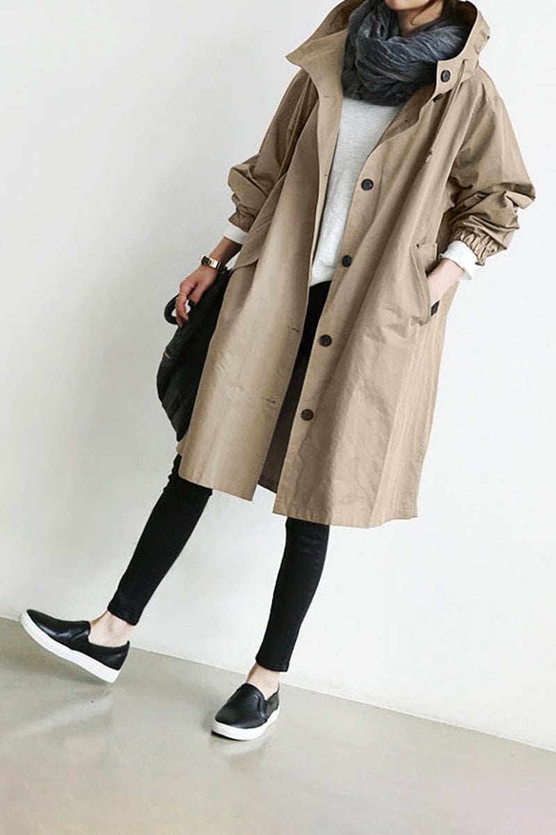 Maria | Elegant waterproof trench coat with hood 4