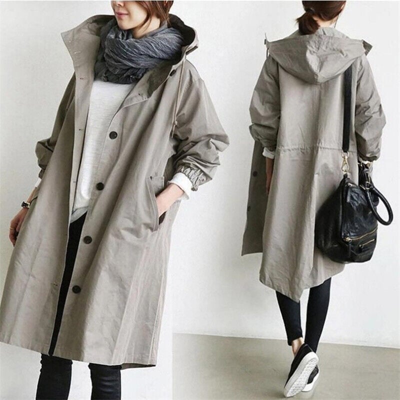 Maria | Elegant waterproof trench coat with hood 8