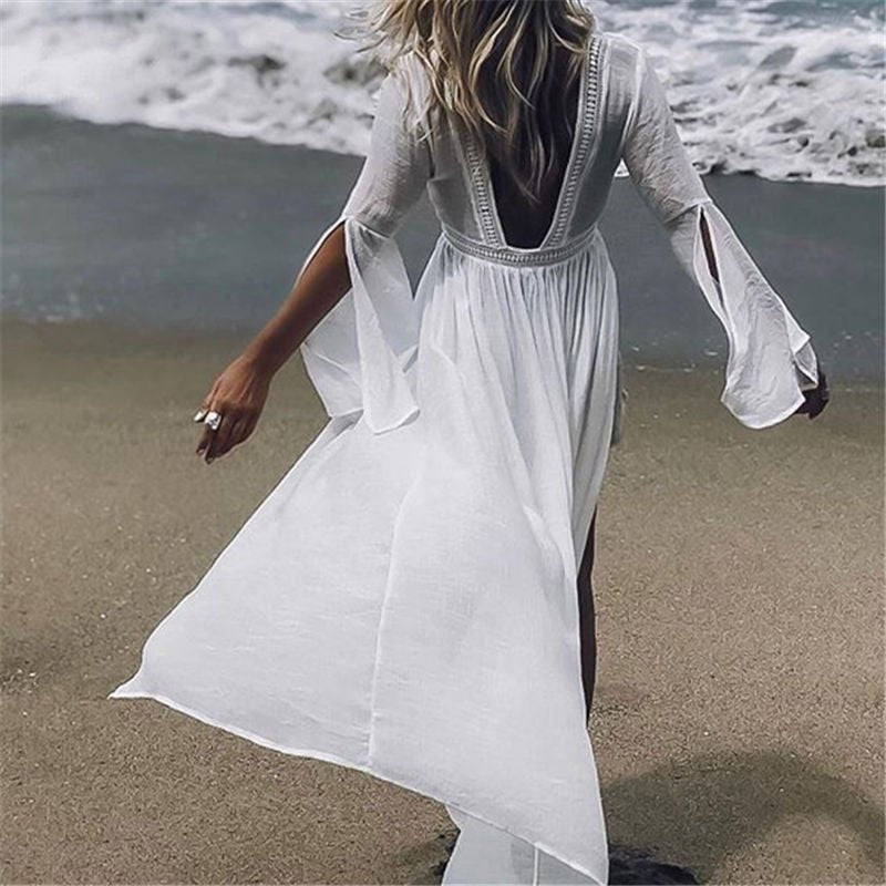 Martina | Comfortable open-back maxi beach tunic kimono cover-up 0