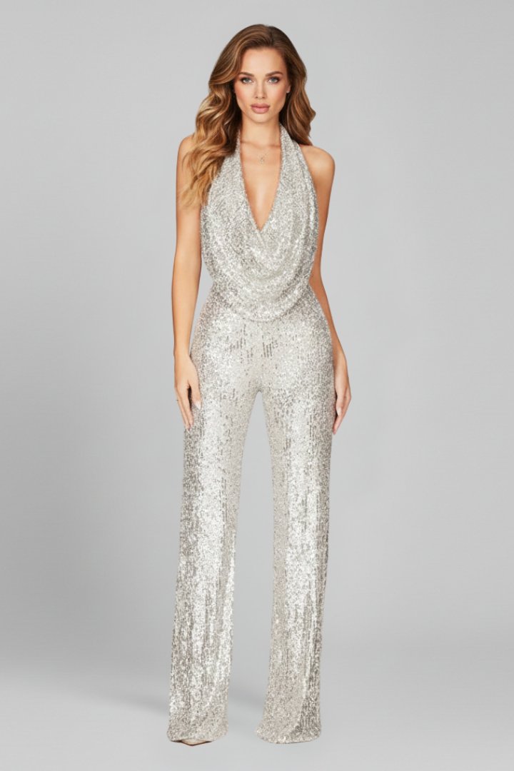 Maya | Glamorous And Shimmering Sequin Halter Jumpsuit 3