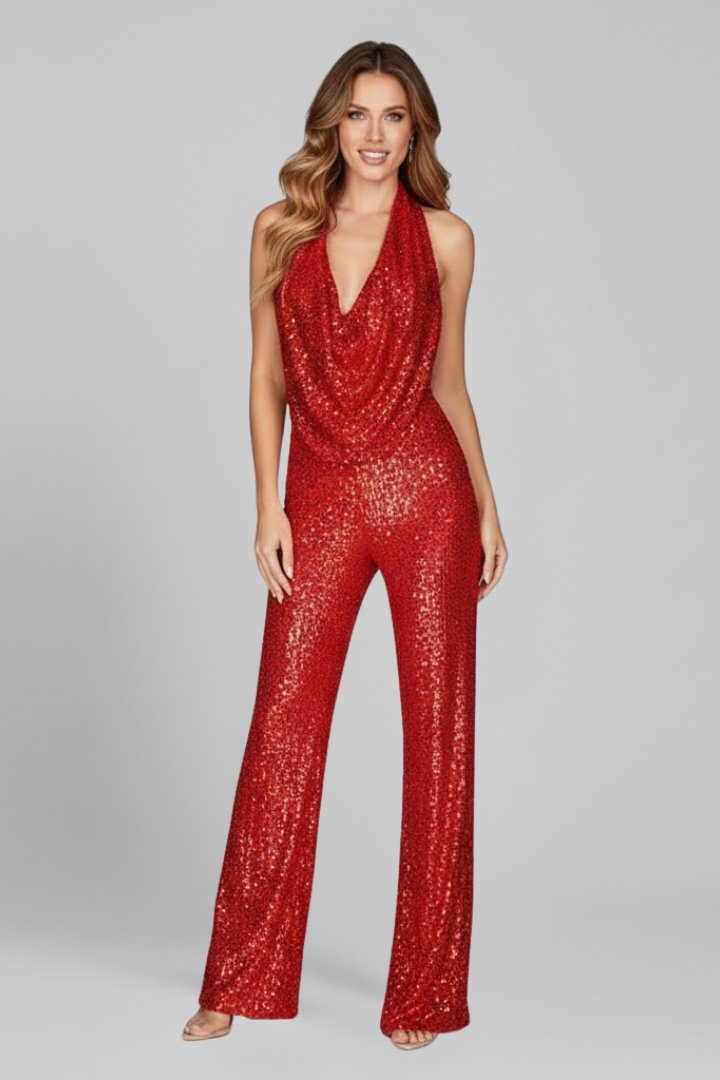 Maya | Glamorous And Shimmering Sequin Halter Jumpsuit 7