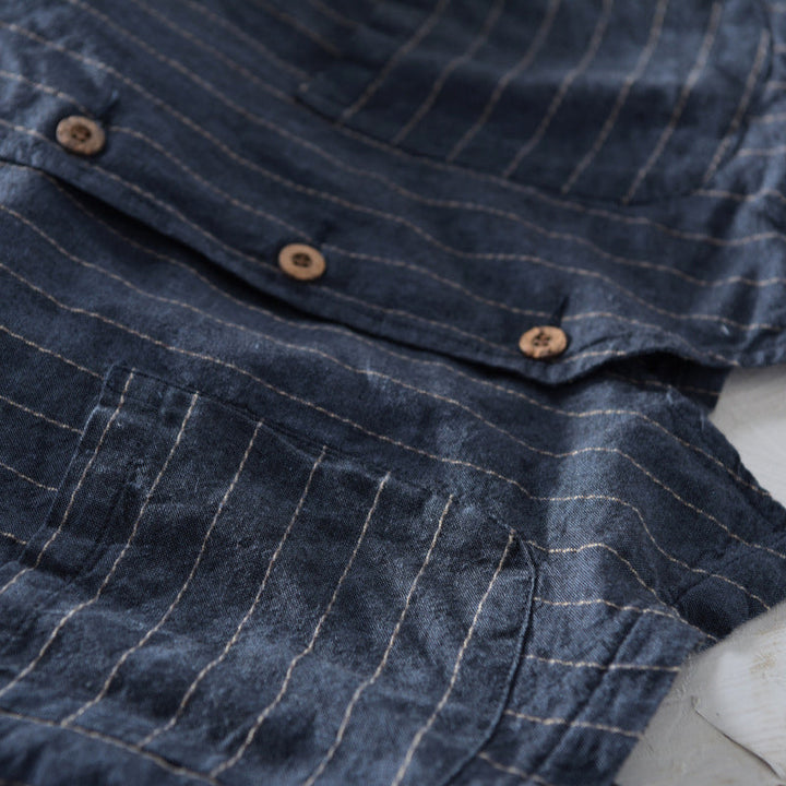 Men's Striped Vest, Linen Look 5