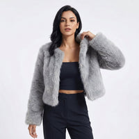 Isla | Luxurious Cropped Faux Fur Cardigan