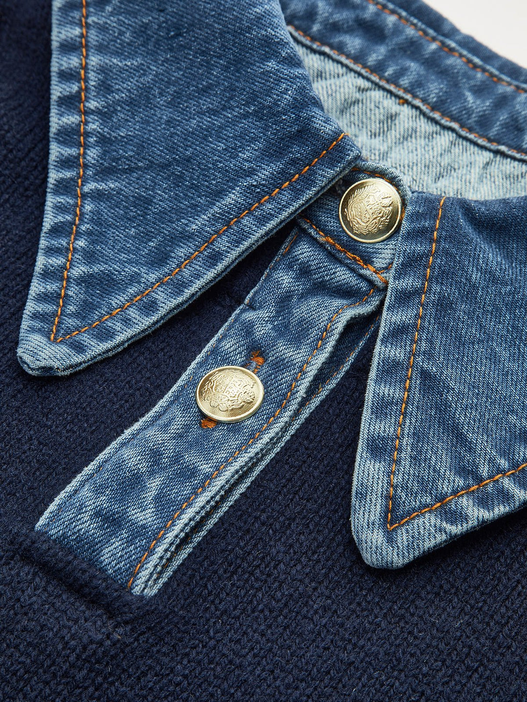 Mia | Women's Denim-Collar Knit Polo Sweater 3