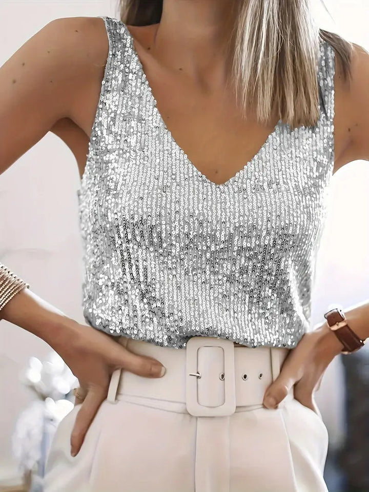 Michelle | Sequin V Neck Tank Top 2