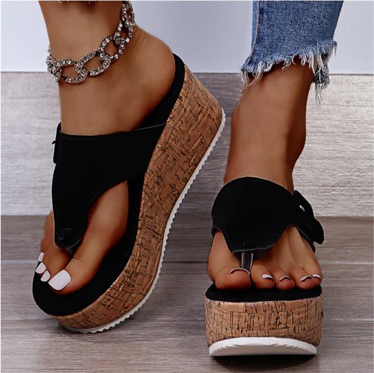 Mila | Cork Wedge Thong Platform Comfort Sandals 0