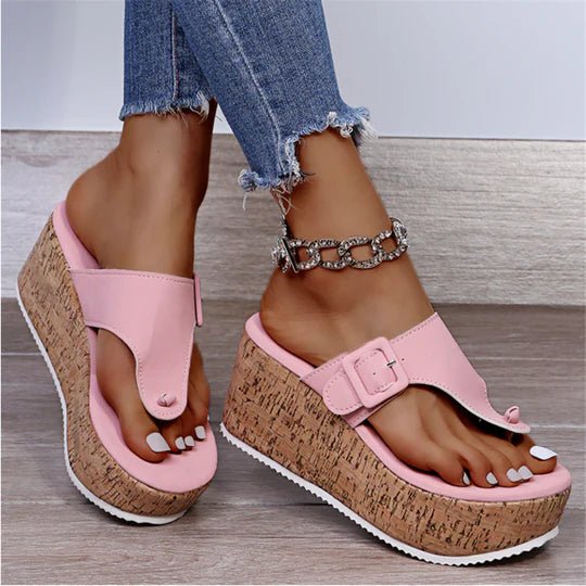 Mila | Cork Wedge Thong Platform Comfort Sandals 2