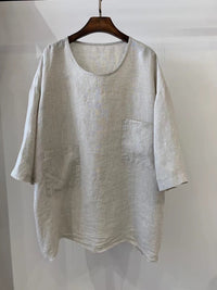 Hannah | Relaxed Linen Patch Pocket Tunic Top for Women