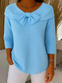 Seraphina | Feminine Knit Sweater With Bow Accent