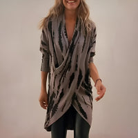 Amelia | Abstract Print Draped V-Neck Tunic Top