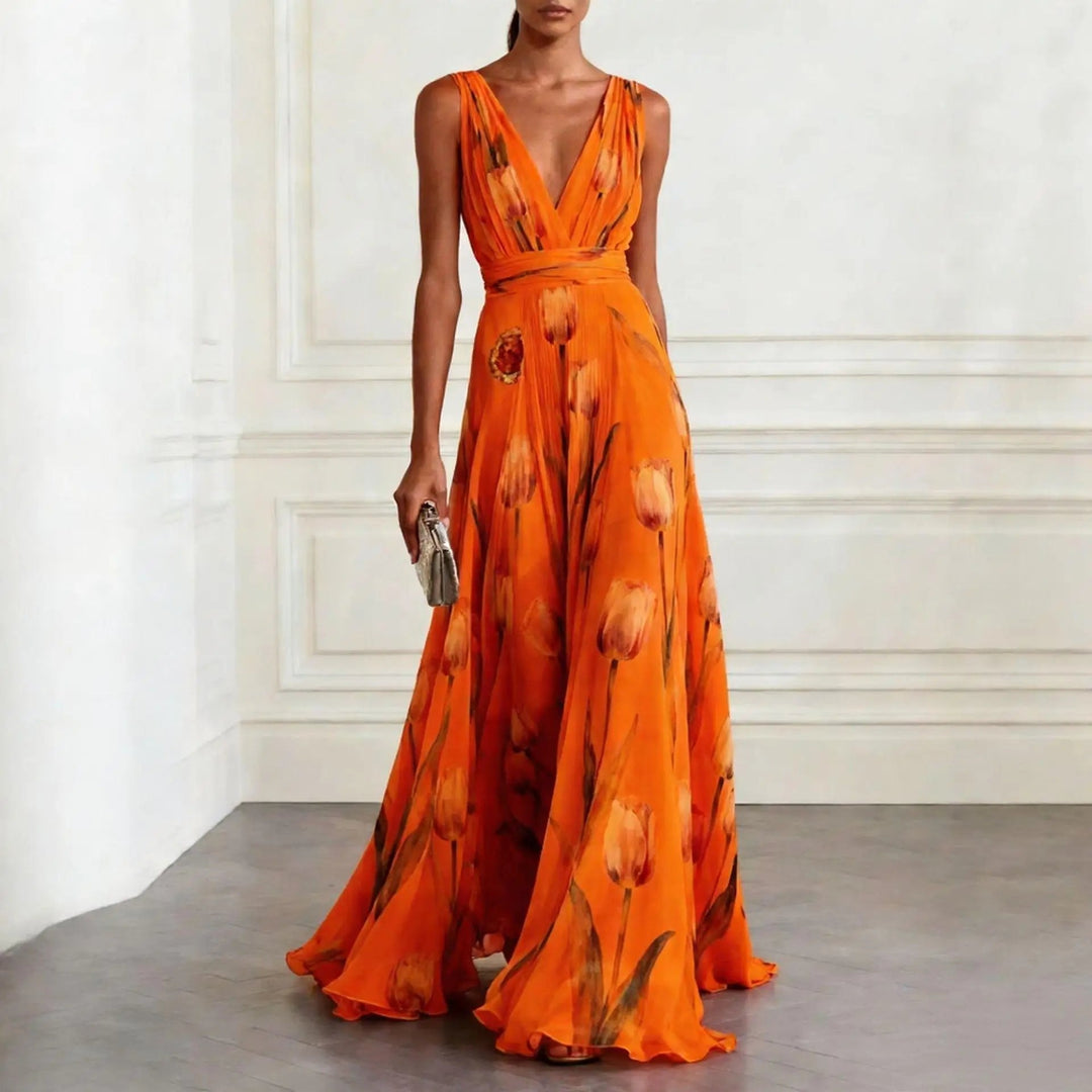 Olivia | Elegant Floral Chiffon Maxi Dress For Special Occasions 2