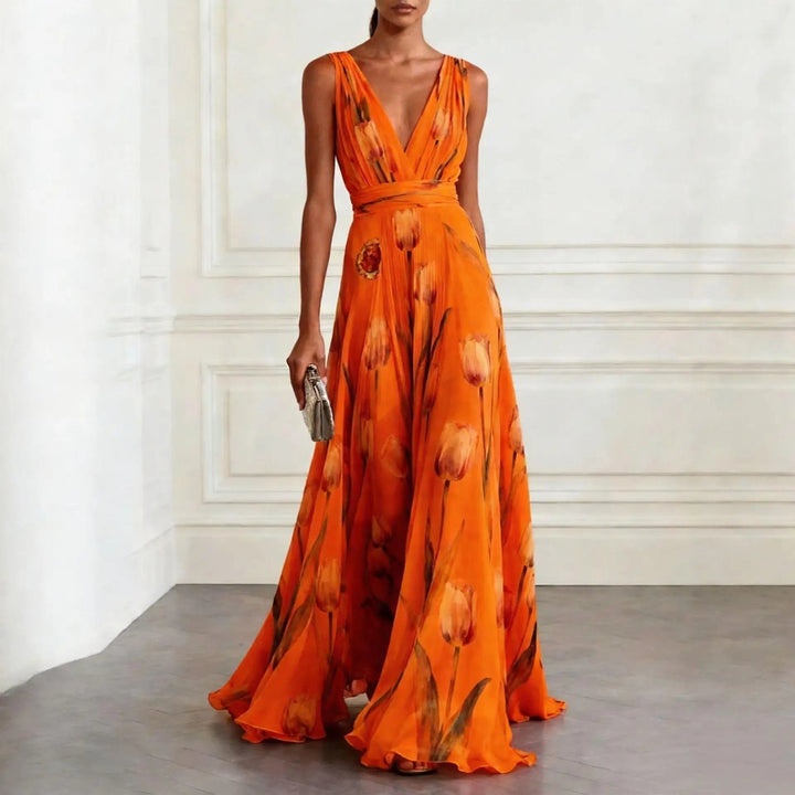 Olivia | Elegant Floral Chiffon Maxi Dress For Special Occasions 2