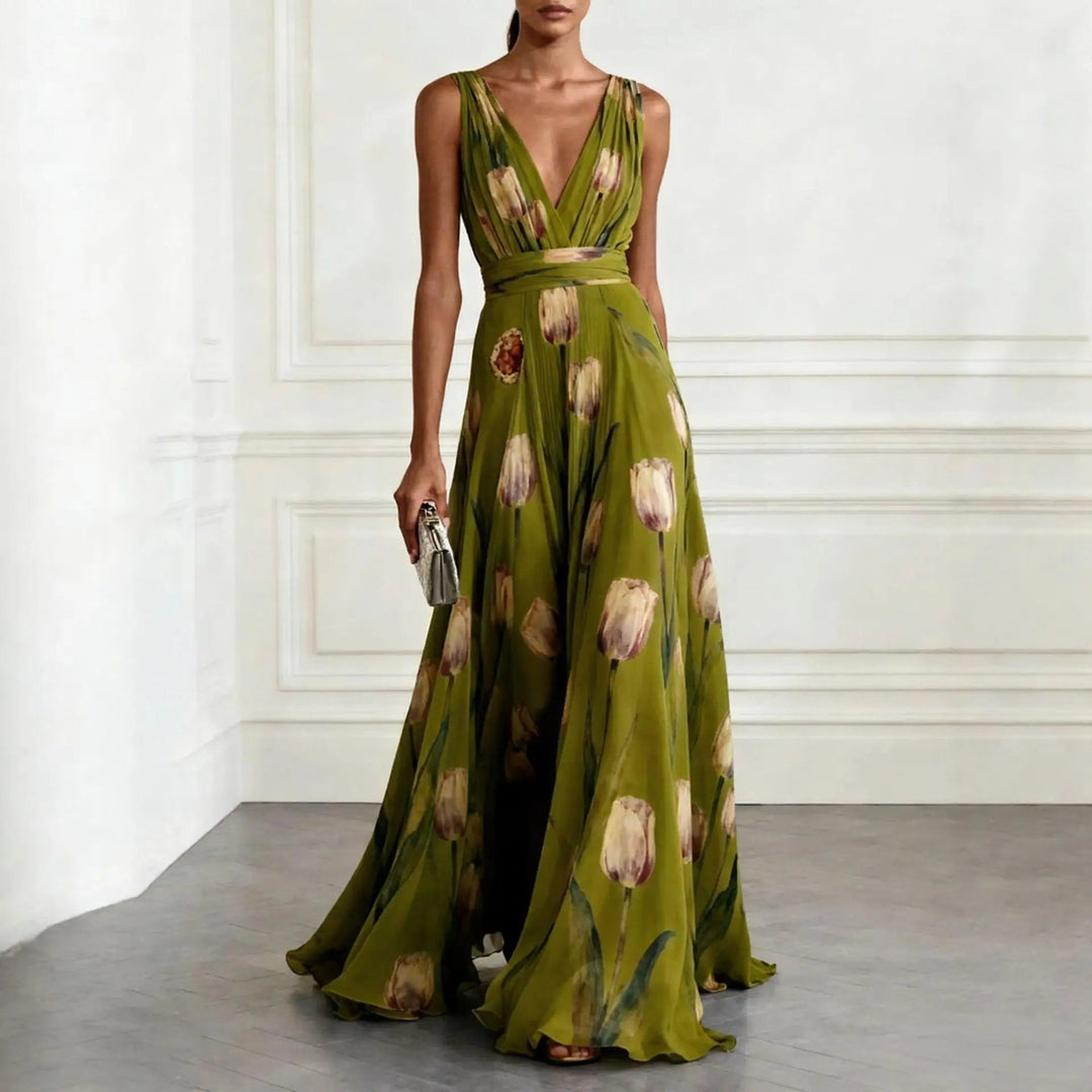 Olivia | Elegant Floral Chiffon Maxi Dress For Special Occasions 3