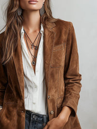 Hazel | Elegant And Sophisticated Faux Suede Blazer