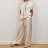 Letha| Completo con Top in Seta e Pantaloni a Gamba Larga