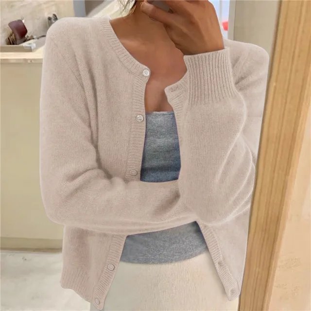 Olivia | Women's Soft Knit Button-Front Round Neck Cardigan 2