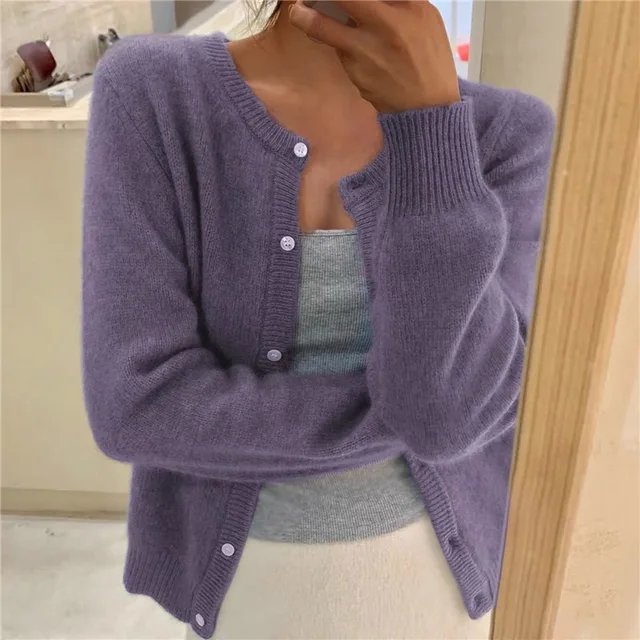 Olivia | Women's Soft Knit Button-Front Round Neck Cardigan 3