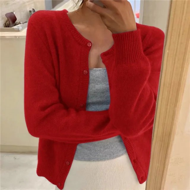 Olivia | Women's Soft Knit Button-Front Round Neck Cardigan 7