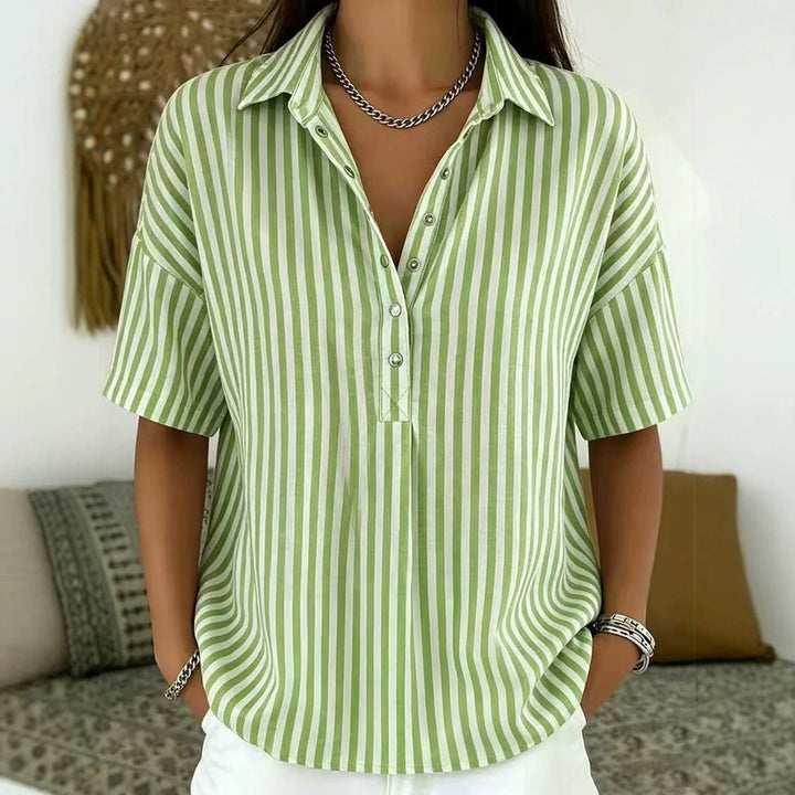 Penelope | Comfortable And Chic Striped Collared Blouse 1