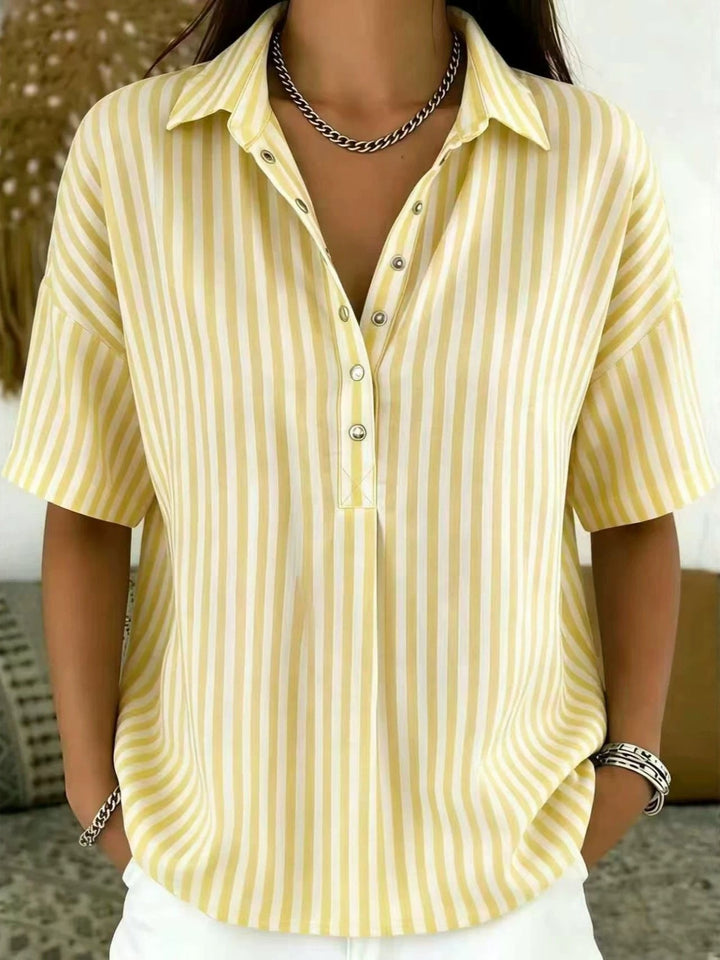 Penelope | Comfortable And Chic Striped Collared Blouse 2