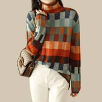 Monica | Maglione a collo alto in patchwork di cashmere