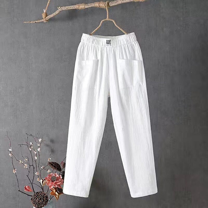 Rebecca | White Linen Women's Trousers 0