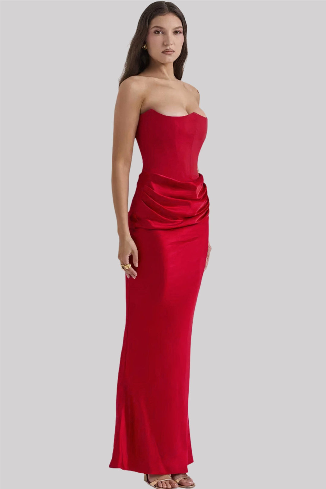Ruby | Satin Maxi Dress for Women - Elegant Strapless Long Dress 11