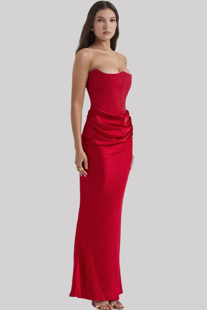 Ruby | Satin Maxi Dress for Women - Elegant Strapless Long Dress 11