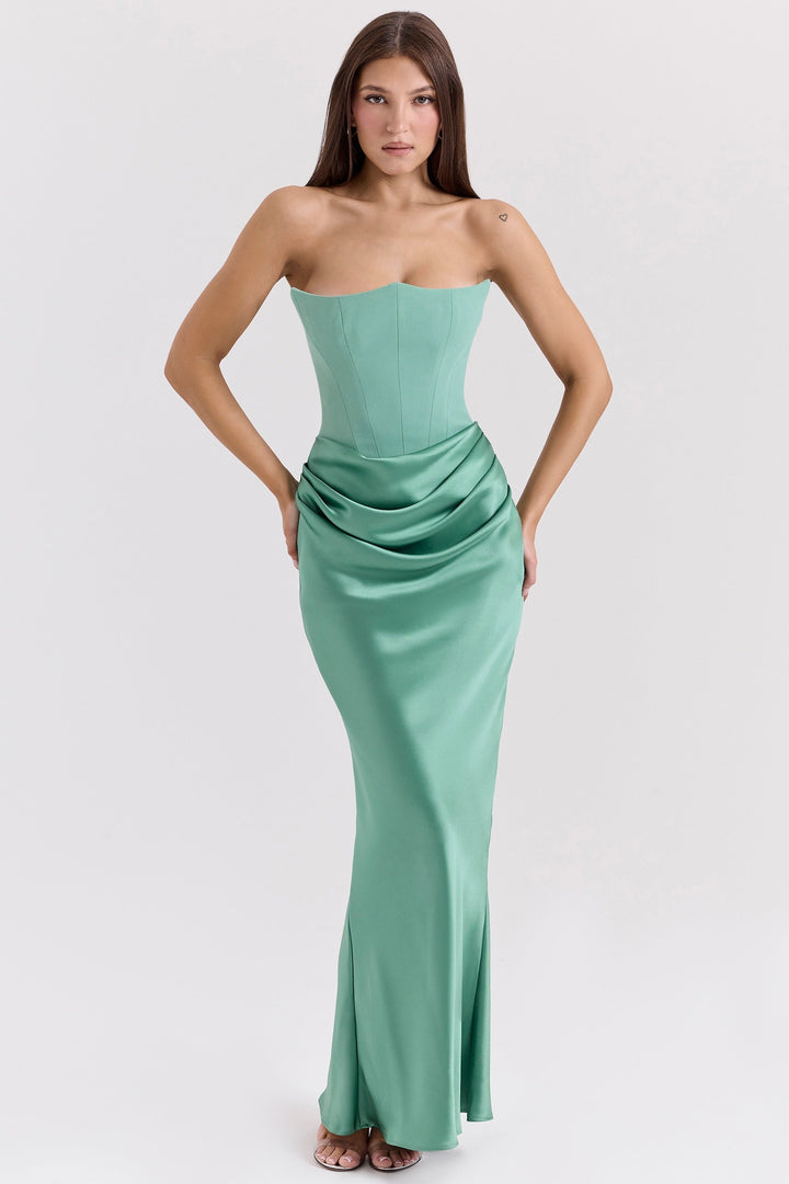 Ruby | Satin Maxi Dress for Women - Elegant Strapless Long Dress 1