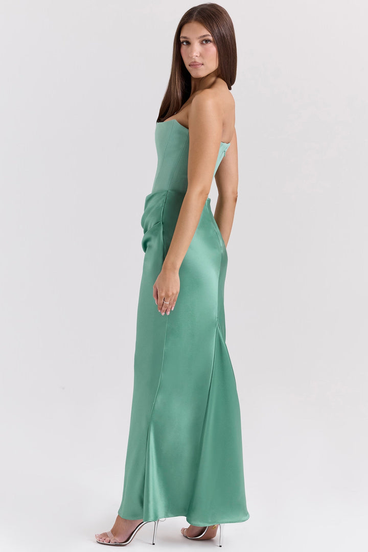 Ruby | Satin Maxi Dress for Women - Elegant Strapless Long Dress 2