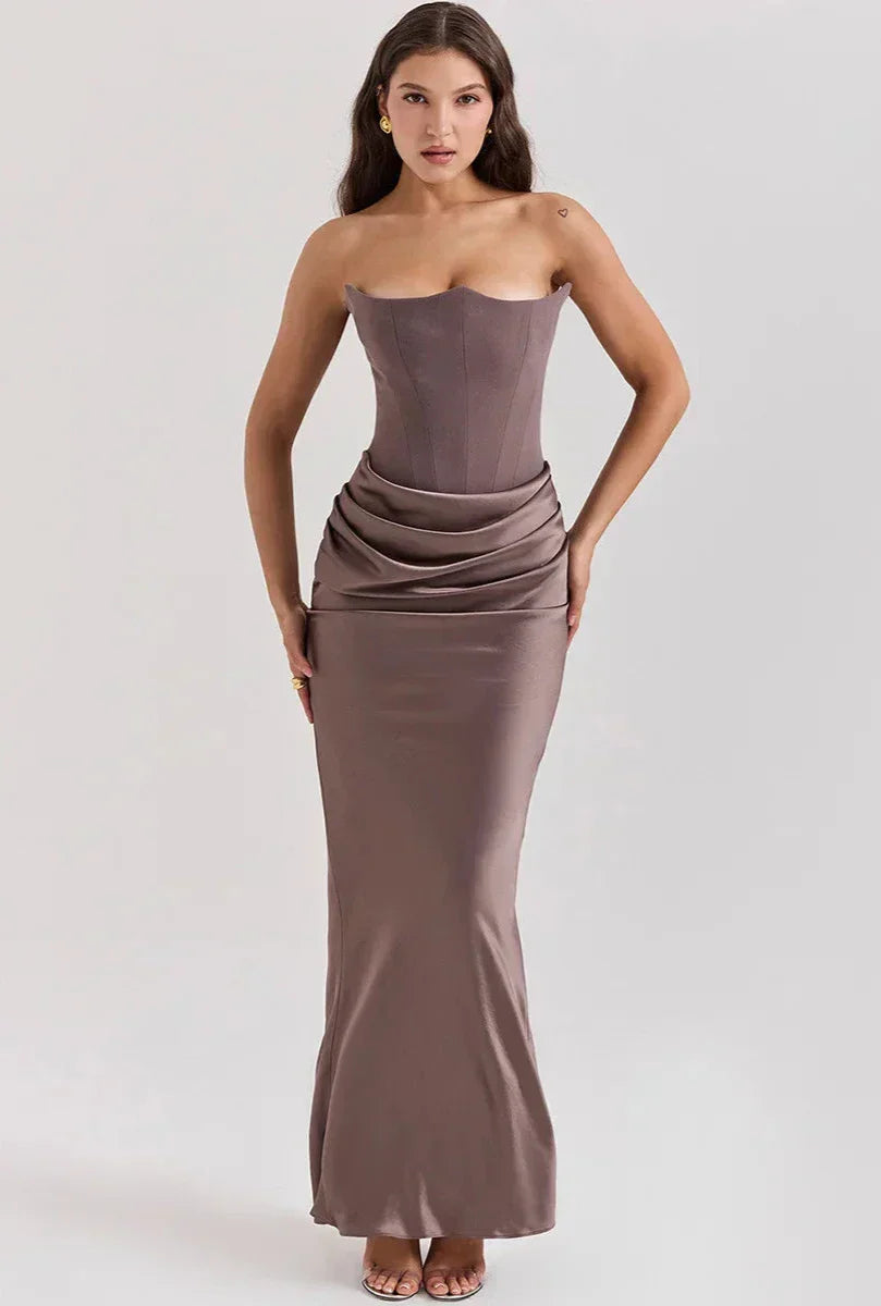 Ruby | Satin Maxi Dress for Women - Elegant Strapless Long Dress 8