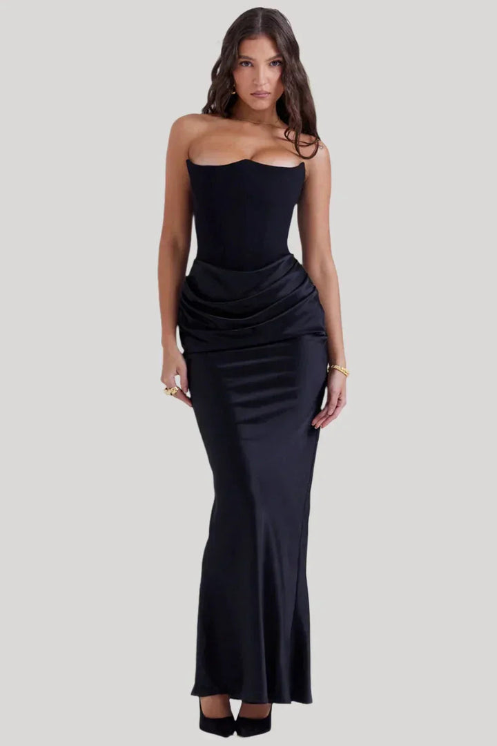 Ruby | Satin Maxi Dress for Women - Elegant Strapless Long Dress 9