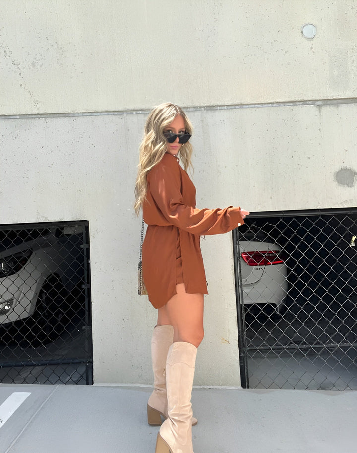 Ruby | Trendy satin romper dress 5