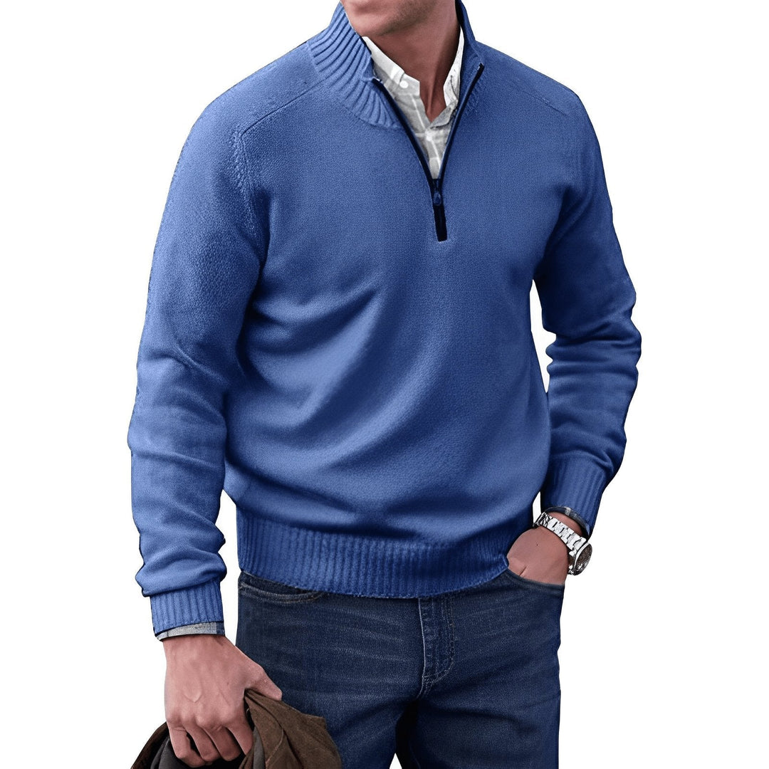 Ryan | Men's Quarter-Zip Knit Pullover Sweater Regular Fit Long Sleeve 9