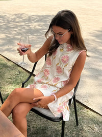 Luna | Floral Linen Blend A-Line Mock Neck Dress