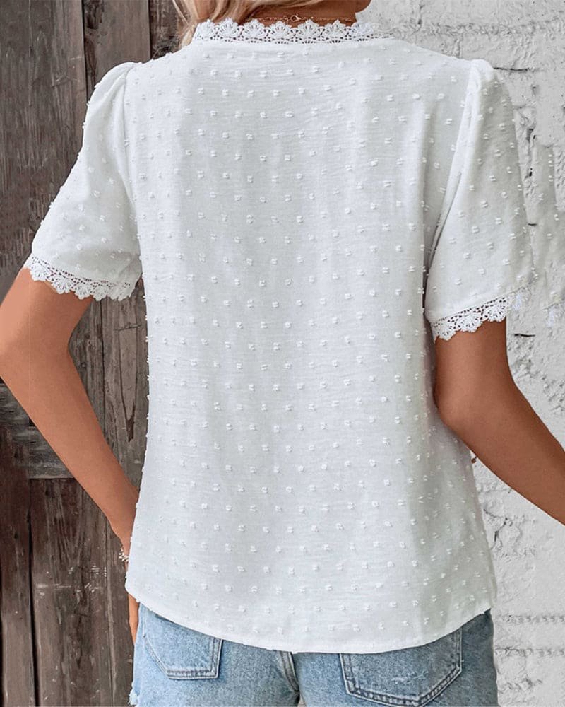 Sarah | Romantic And Breezy Bohemian Swiss Dot Blouse 2