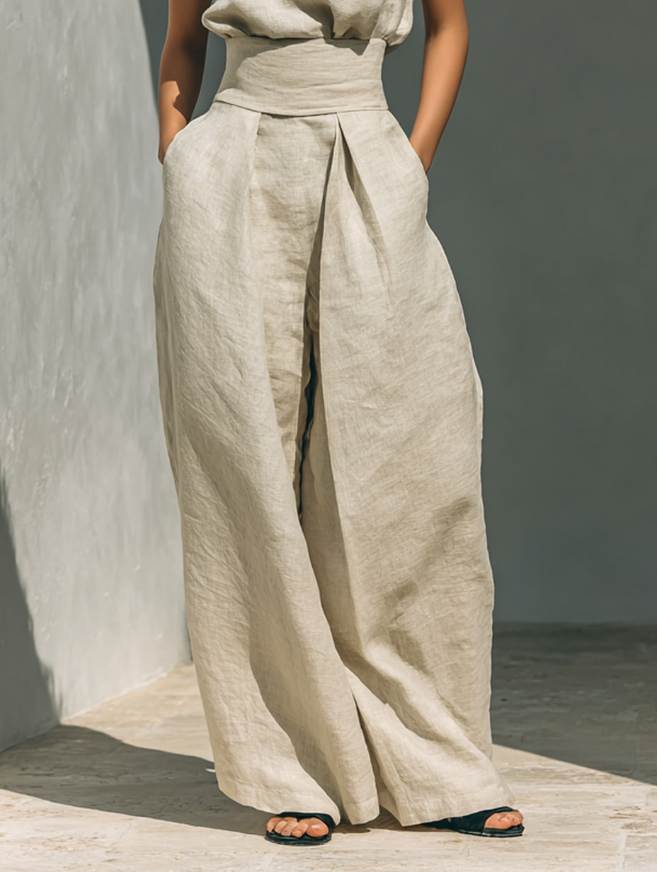 Savannah | Elegant Women's Jumpsuit – Breathable Cotton-Linen Blend with Modern High-Neckline 6