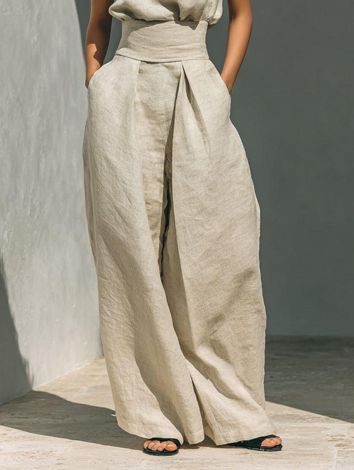 Savannah | Elegant Women's Jumpsuit – Breathable Cotton-Linen Blend with Modern High-Neckline 6