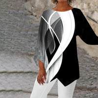 Mia | Geometric Print Asymmetric Hem Tunic Top