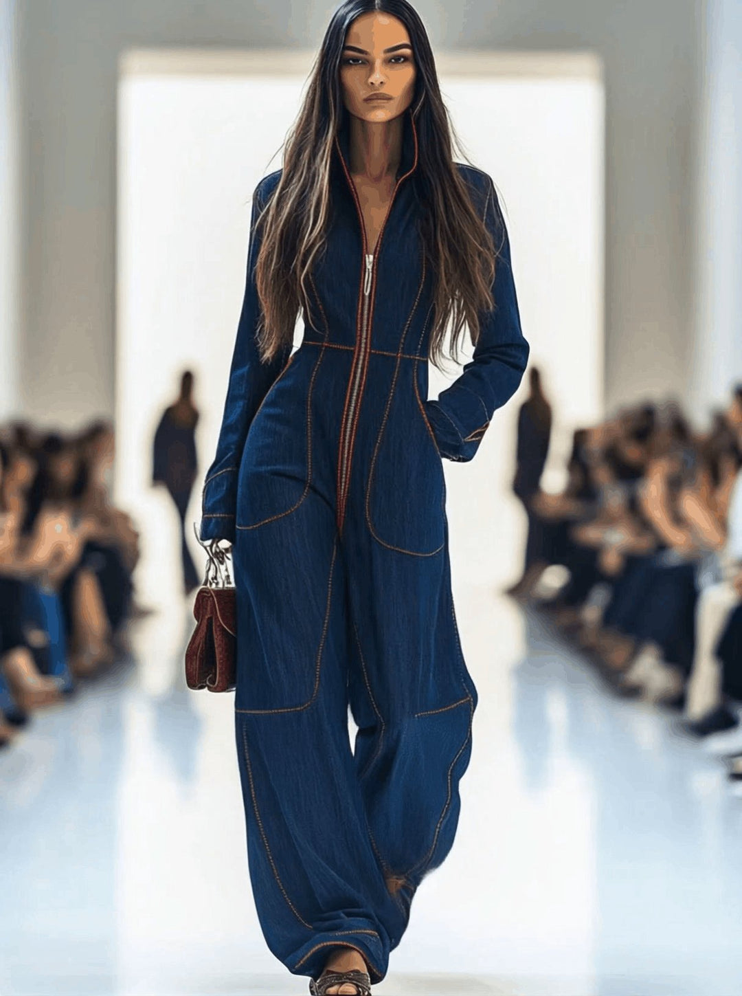 Scarlett | Polished And Chic Zip-Front Denim Jumpsuit 1