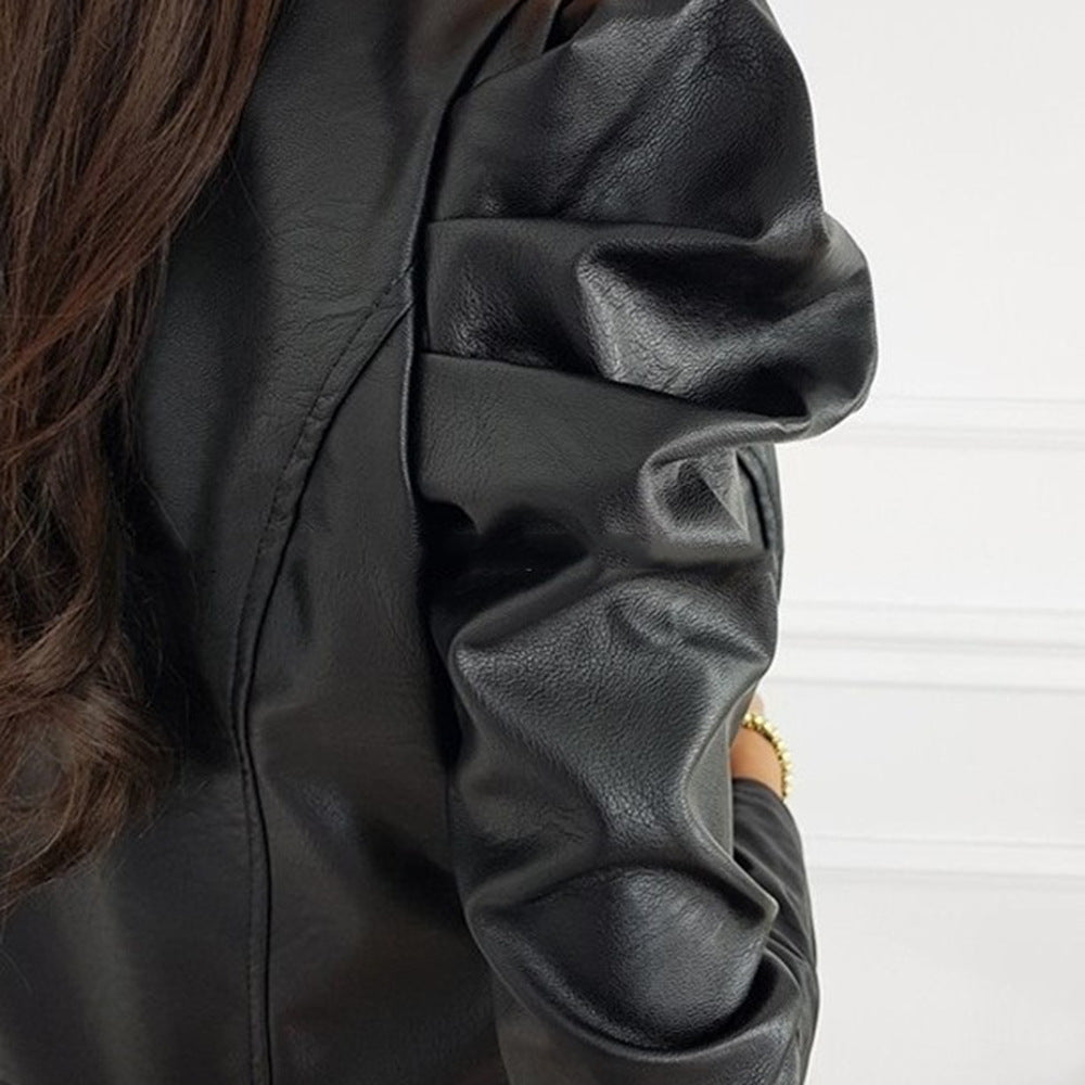 Selena | Pleated Leather Jacket 2