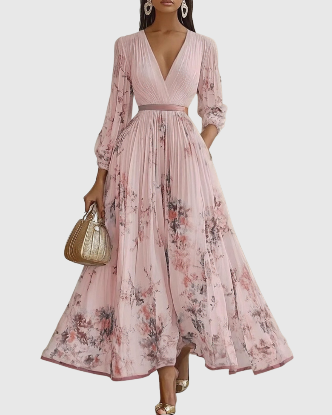 Seraphina | Elegant And Flowing Floral V-Neck Maxi Dress 10