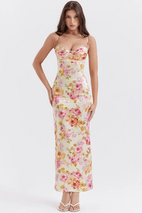 Charlotte | Floral Wedding Guest Dress with Spaghetti Strap Maxi Style