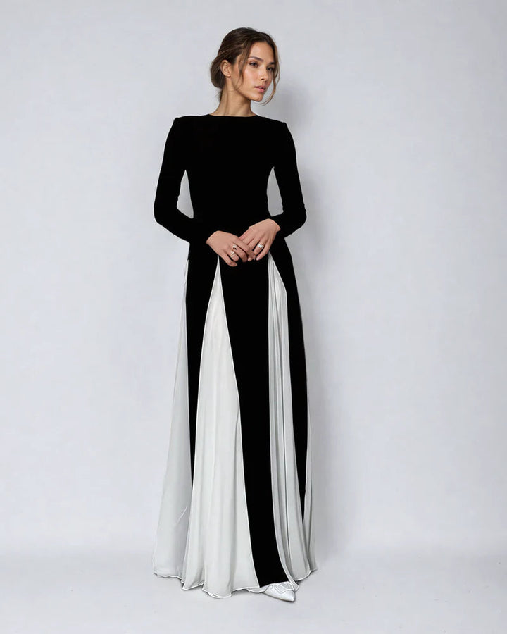 Sophia | Contrast Long Sleeve Maxi Dress 0