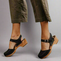 Leonie | Vintage Leather Platform Comfort Clogs