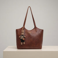 Natalie | Textured Vegan Leather Tote Bag with Bunny Charm
