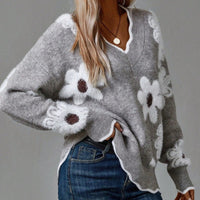 Olivia | Charming And Elegant Floral V-Neck Sweater