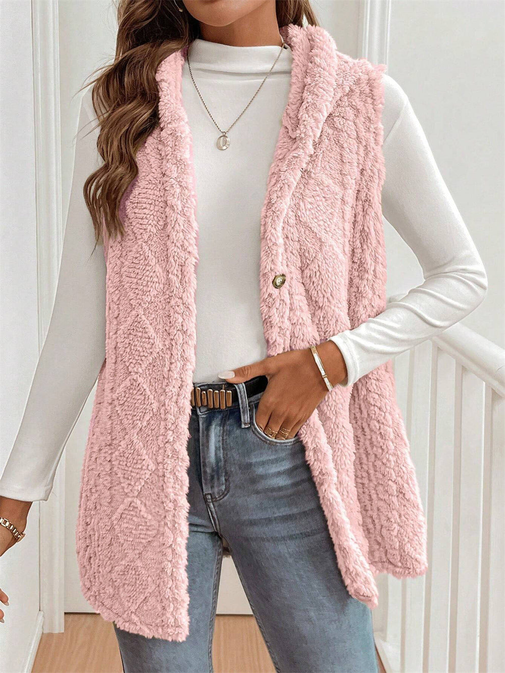 Women's Cozy Plush Vest Drune 7