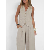 Charlotte | Elegant And Stylish Women's Linen Vest Set