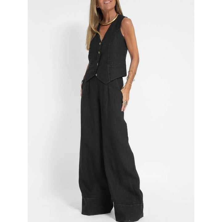 Women's elegant linen vest with button detailing Drune 6
